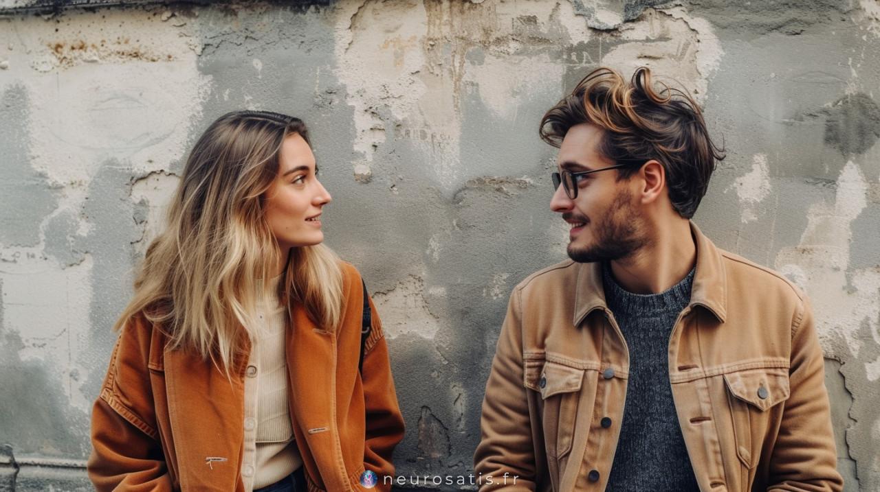 Une femme et un homme se regardent