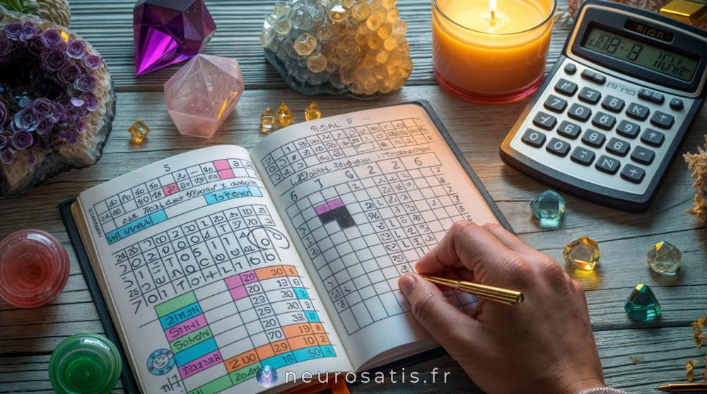 Calendrier et symboles de relations pour reprsenter l'impact de la numrologie sur les dcisions quotidiennes et les interactio